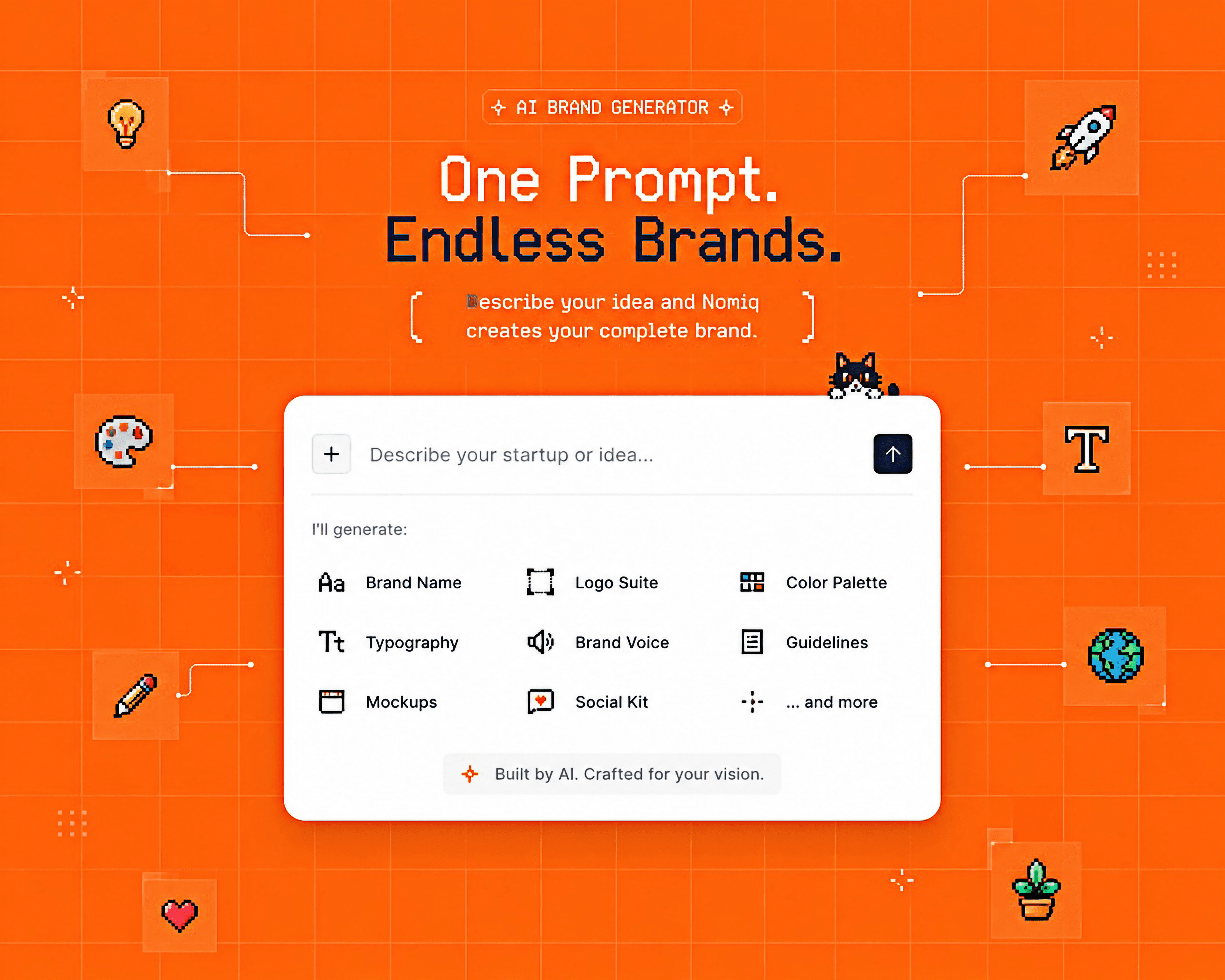 Prompt Illustration graphic showing brand generation